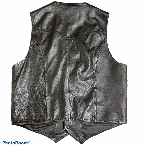 Adler vintage leather button front vest brown sz L - Picture 6 of 14